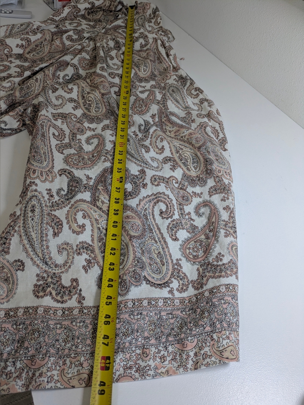 Bardot Paisley Sleeveless Extra Wide Leg Linen Dress Jumpsuit Tan White Sz S EUC - Picture 16 of 16
